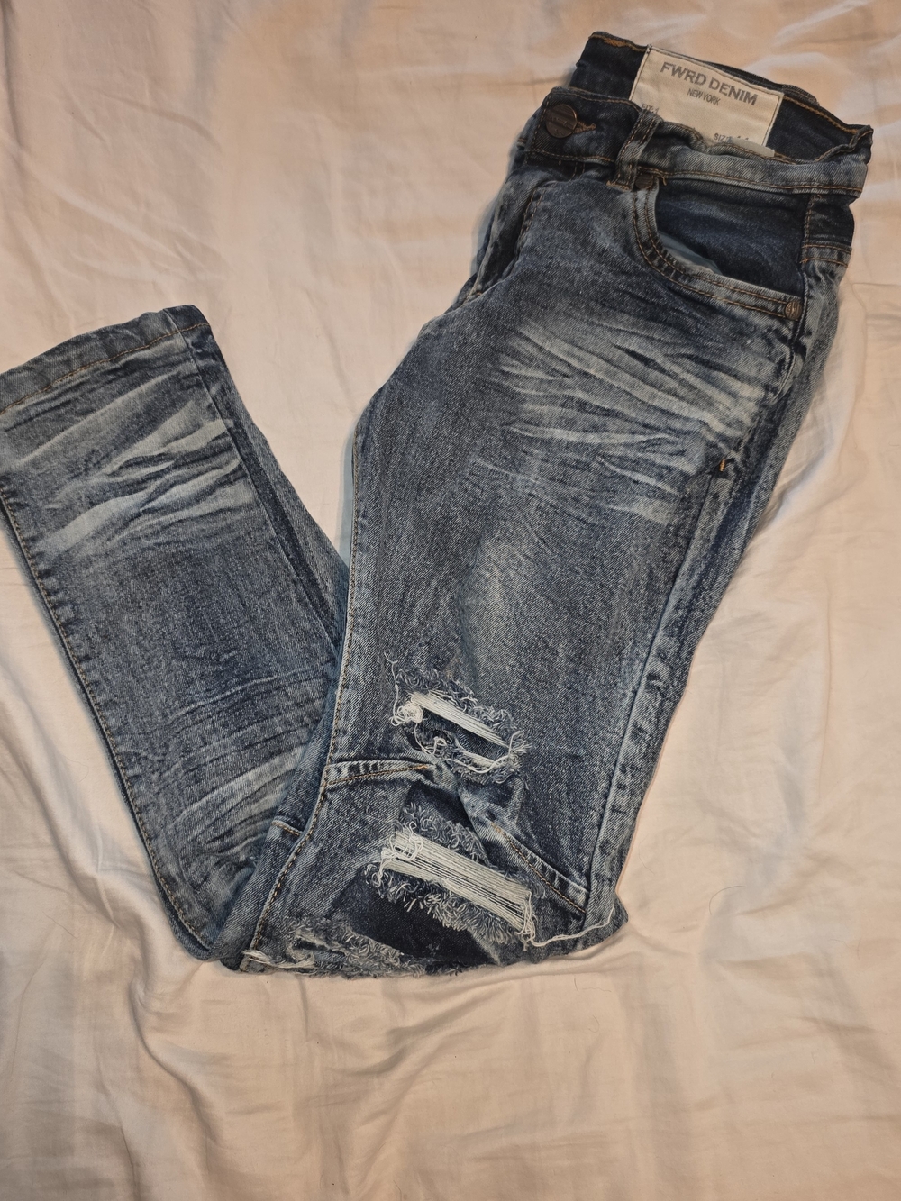 Boy’s Washed Blue Distressed Jeans